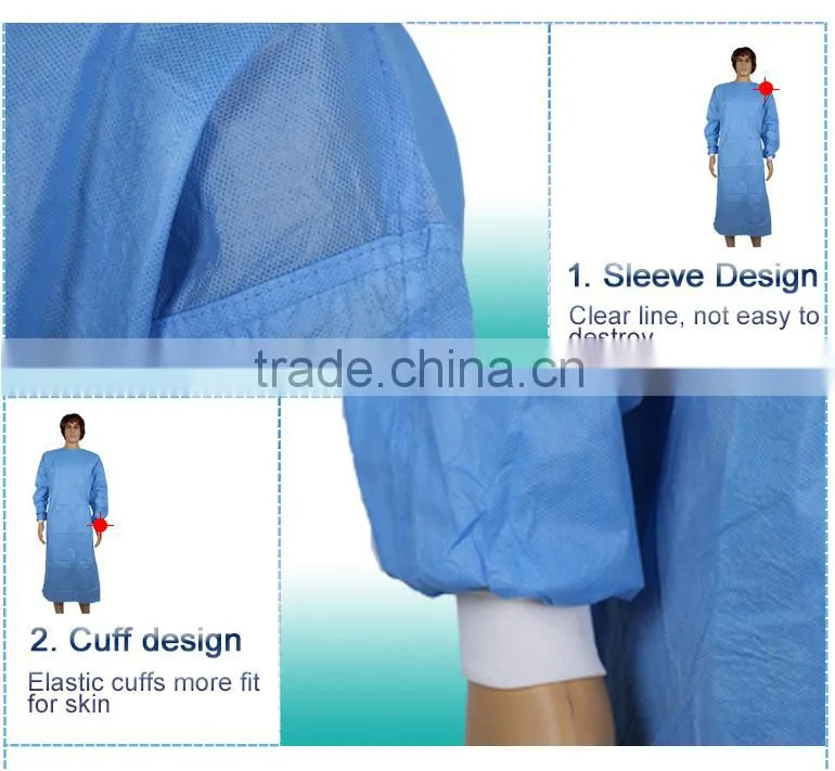 Disposable medical gown/nonwoven surgical gown/operation theatre gowns