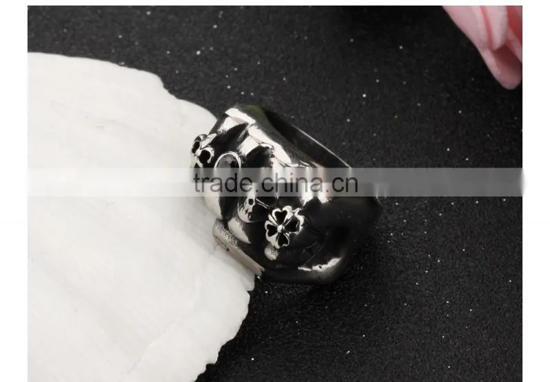 new products 2016 316L stainless steel terminator skull ring for men