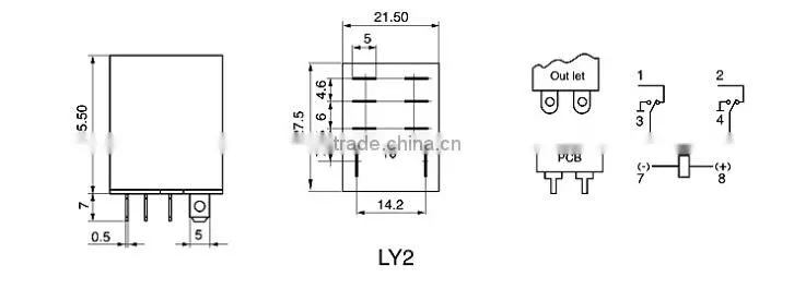LY2 Series General-purpose Low Power Industrial Electromagnetic Relay with CE