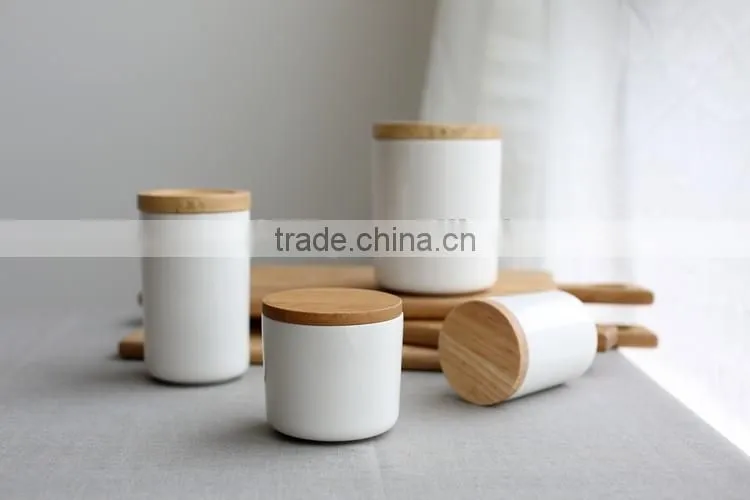 ceramic candle jar with wooden lid