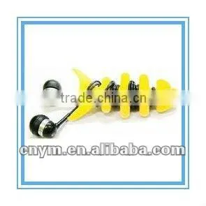 colorful fishbone silicone headphone cable reel