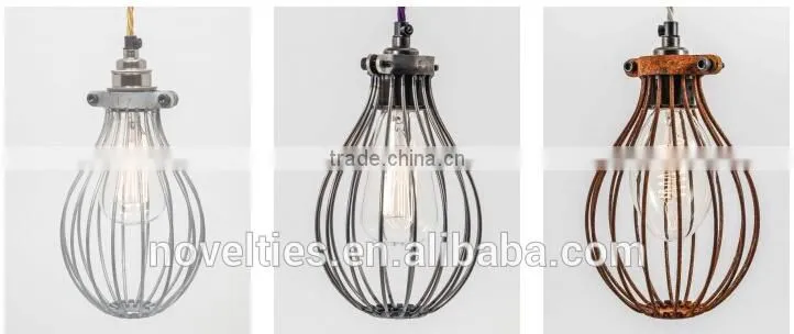 Vintage Loft Warehouse Rust Cage Chandelier 5 Edison Lights