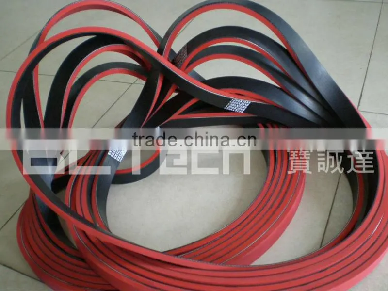 Rubber flat belt coat with vulcanized rubber