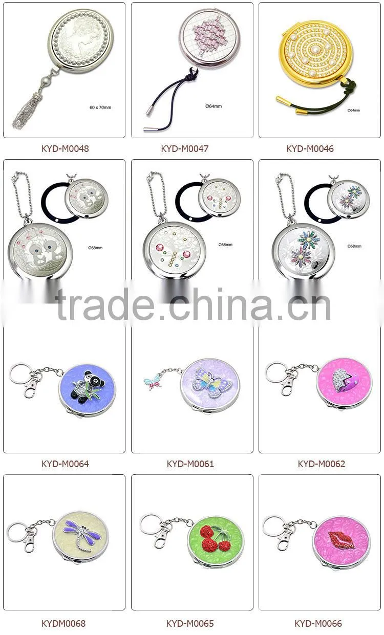 folding cosmetic silver magic make up mirror metal pocket mirror