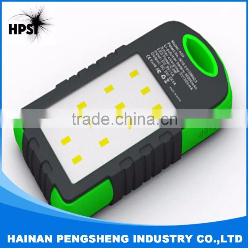 Best Portable Solar Power Bank 8000mAh for Iphone and Android with Camping Light