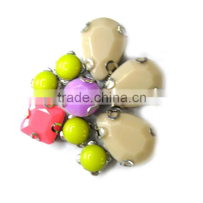women knitwear colorful stones diy chunky matte resin beads sew on claw setting jewelled garment use