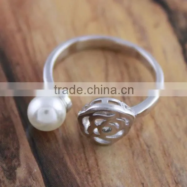 jewellery fashion rose flower perfect small pearl silver pearl rings