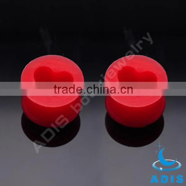 Beautiful Heart-shape Hollow Earring Red Silicon Tunnels