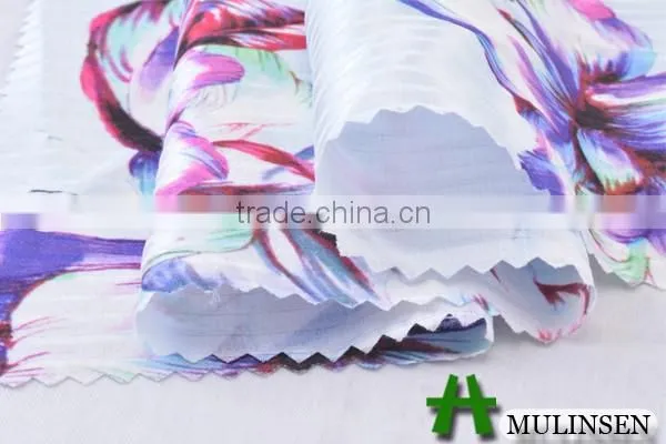 Shaoxing Mulinsen woven new design print stretch satin jacquard fabric