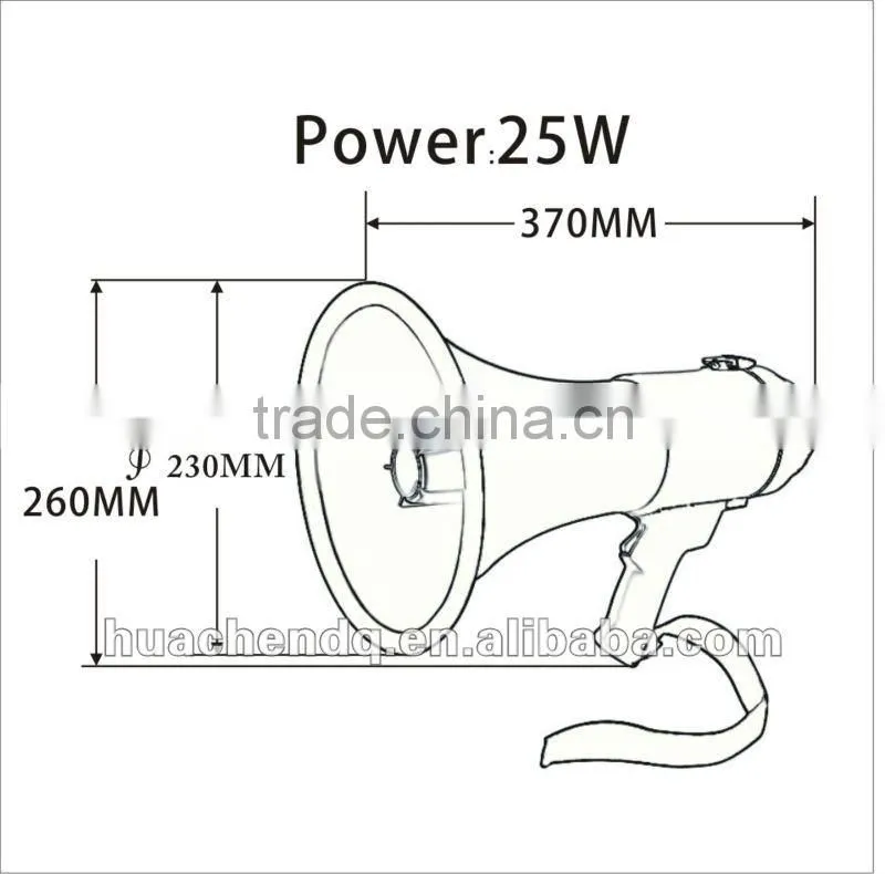 25W outdoor police megaphone trainning mircophone speach megaphone travel loudspeaker for car