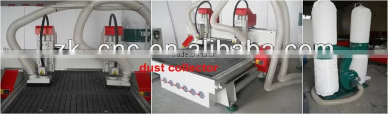Wood Carving Machine With 2 GC Air Cooling Spindles/Dust Collector/DSP/Vacuum Table ZK-1325-2