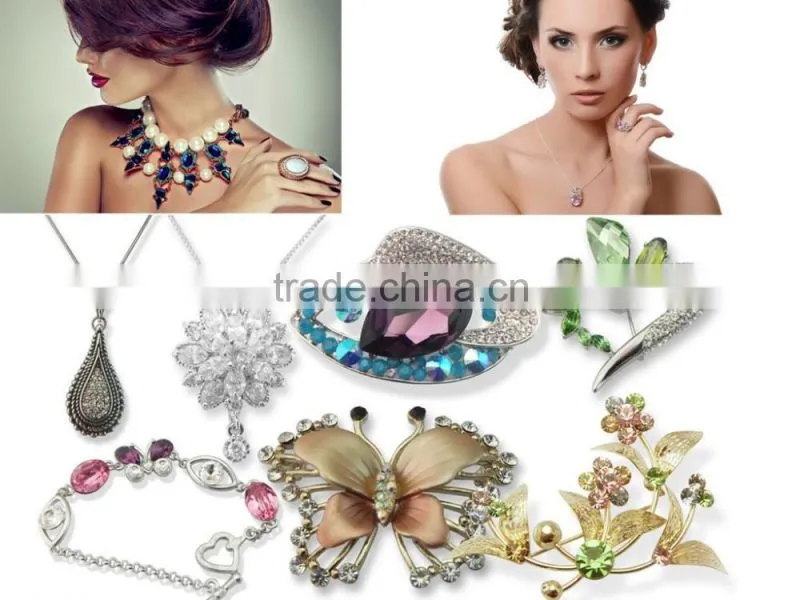 Cheap price white gold plated jewelry, fashionable design jewerly flower crystal necklace