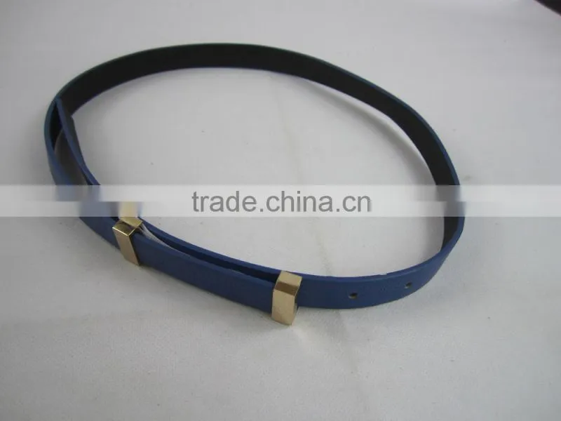 blue cheap skinny PU leather ladies belts