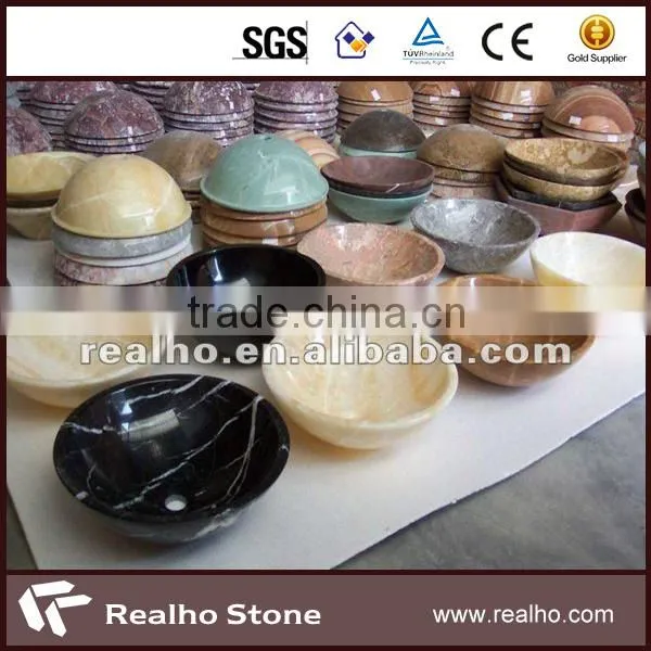 Natural Stone Grey Round Wash Basin for Bathroom