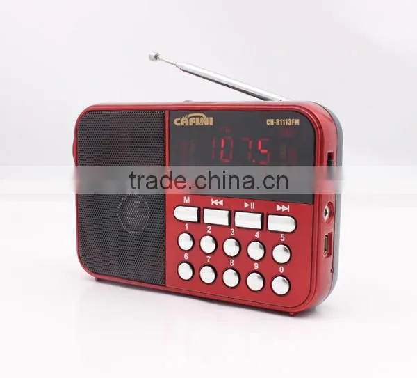 Cafini digital led display FM radio, pocket radio USB TF SD player