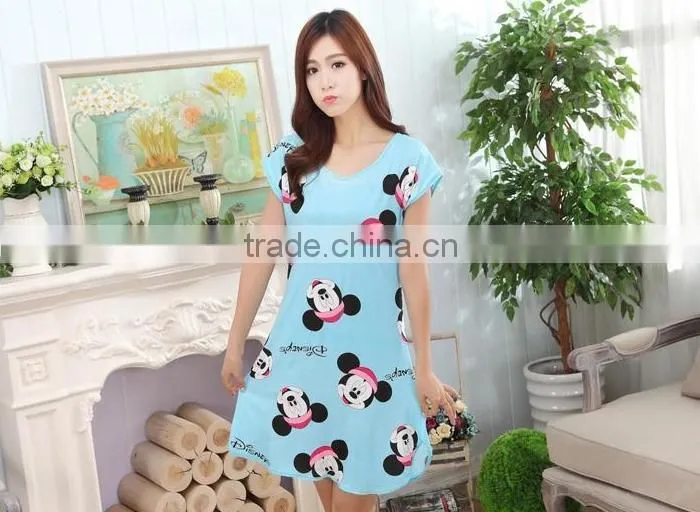 Lovely cultivate one's morality nightgown with short sleeves in summer
