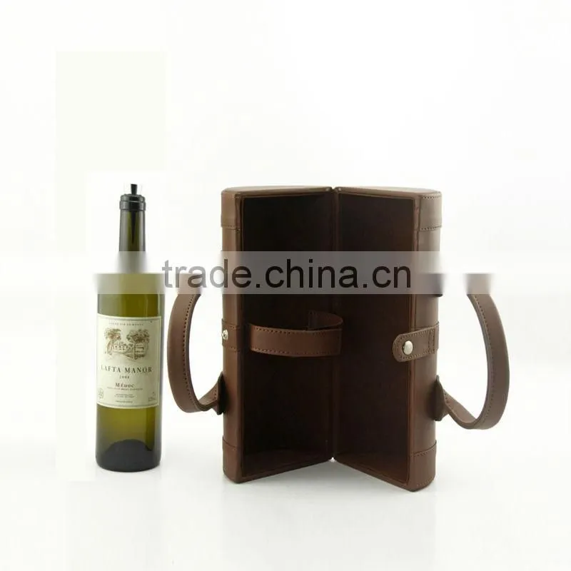 Brown new design PU leather wine bag