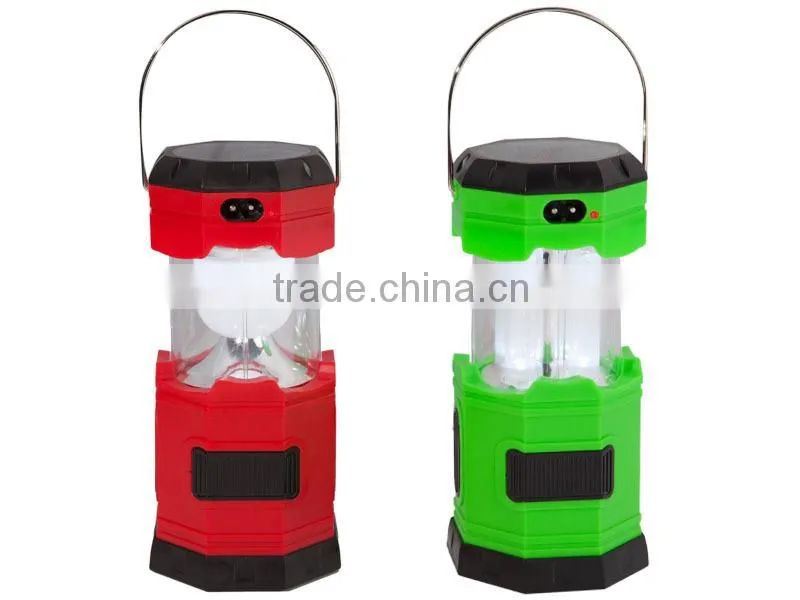 Extensible solar rechargeable lanter camping light price with mobile phone charger