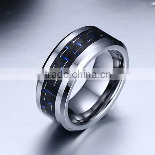 Top Quality Fashion Black Carbon Fiber Tungsten Steel Ring