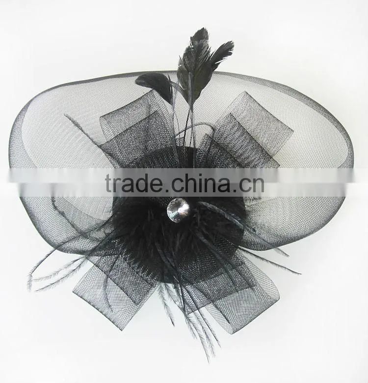 MYLOVE black wedding veil fascinator mini top hat MLSM013