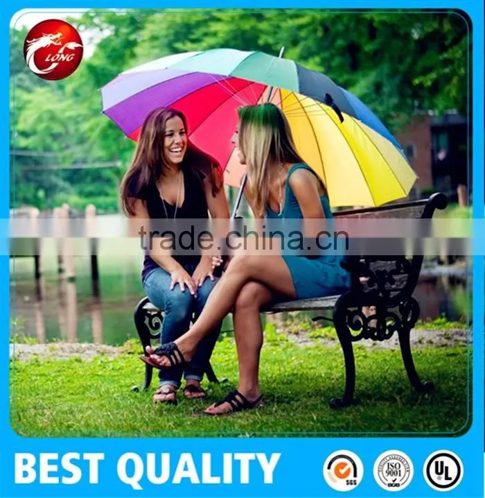 promotional rainbow golf umbrella.auto open straight umbrella