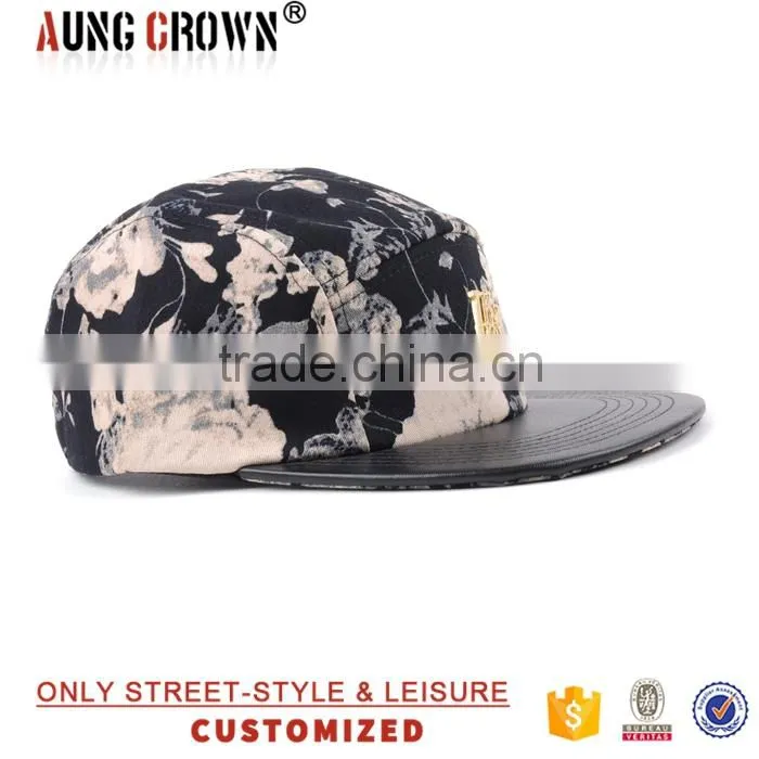 custom floral fashion 5 panel caps