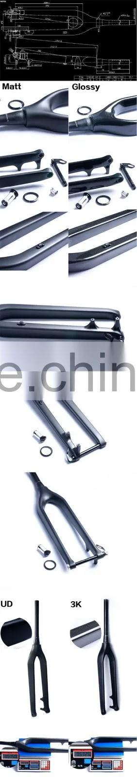 Full T800 carbon fiber 29er MTB fork matte/glossy finish,100*15mm 3K or UD black carbon mountain bike fork