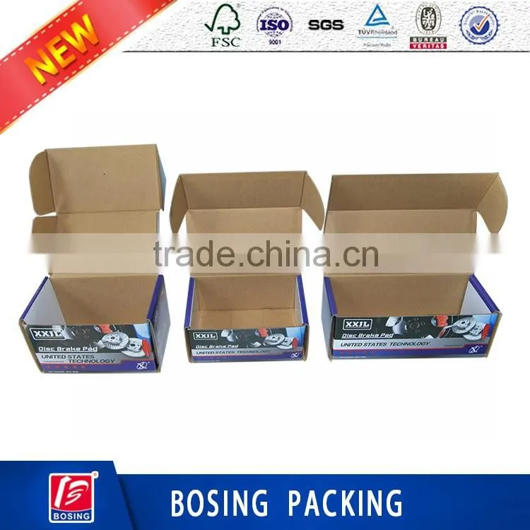 Color printed custom design auto brake pad corrugated packaging box