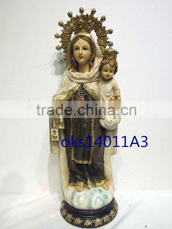 Factory 2016 resin religious virgin mary and baby juesus statue tabletop