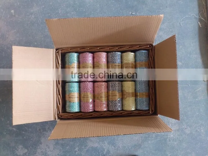 lemon green white cotton baker twine for gift packing