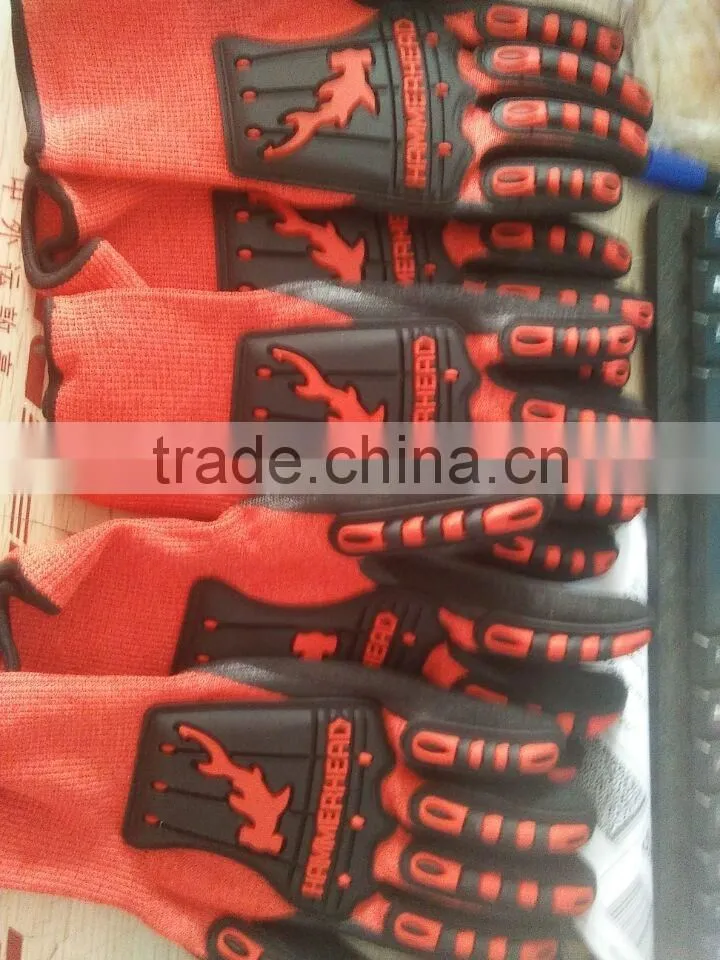 RED HPPE CUT RESISTANT HAND GLOVE