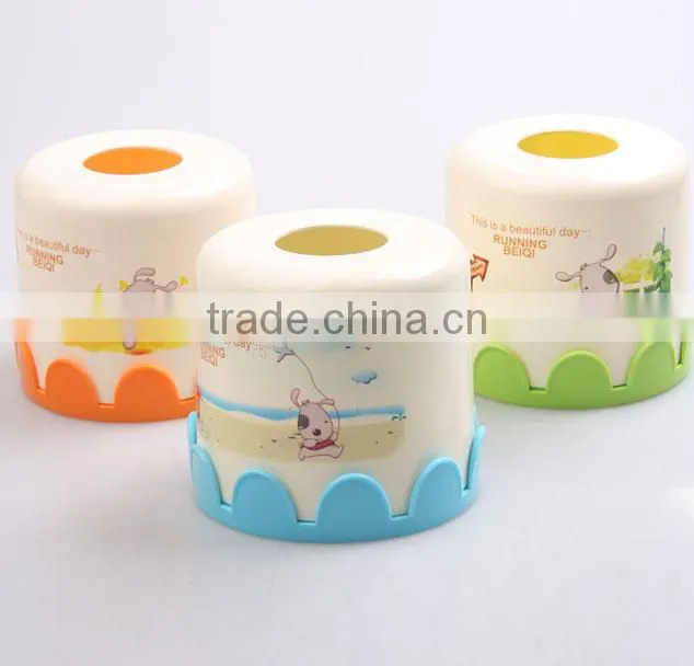 household round tissue box container with lace decor