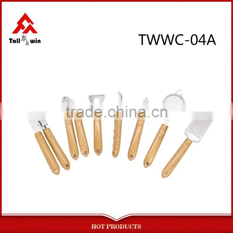 Stainless Steel Fine Double Mesh Wooden Handle Strainer