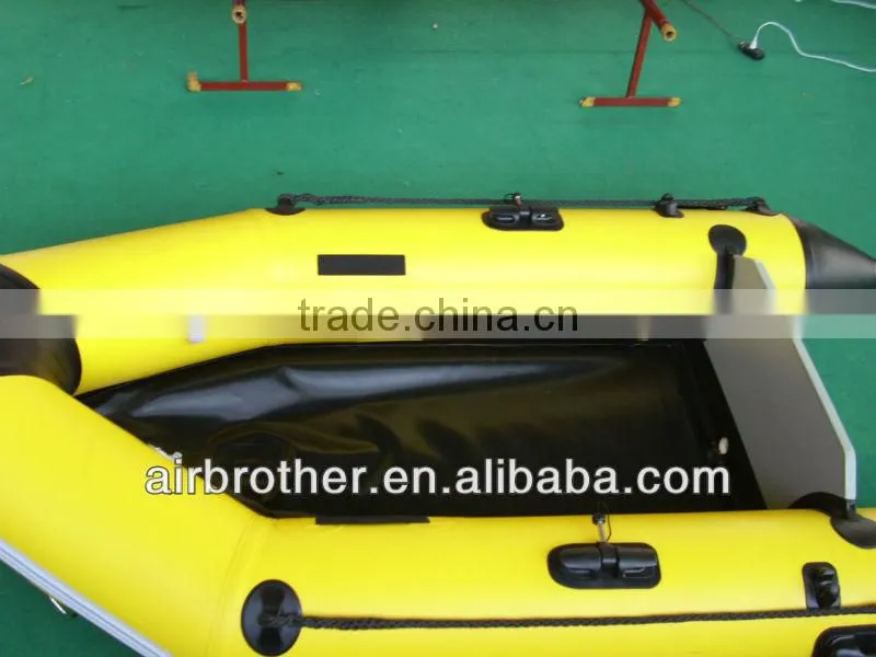 yellow aluminum pvc inflatable boat