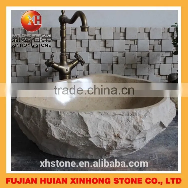 polished stone basin, stone hand washing sink with irregular shape