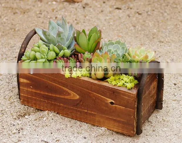 2016 special design rectangular indoor wooden planters