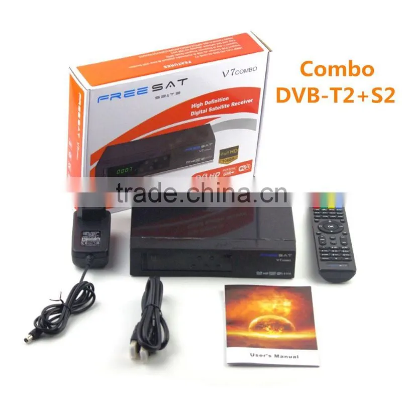 DVB-S2+T2 Freesat V7 Combo Set Top Box Support 3G CCCAM Full 1080P HD Satellite Receiver