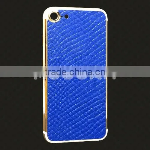 Luxury 24k gold plated + genuine leather back housing for iPhone 7 metal back cover