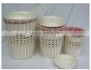 wicker material hand woven folding laundry basket with legs