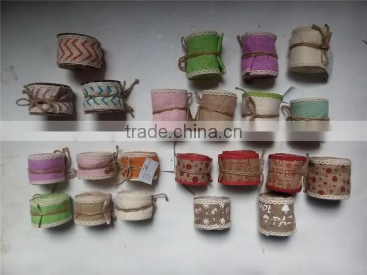 Factory high quality wholesale single color ribbon in 100% jute cloth
