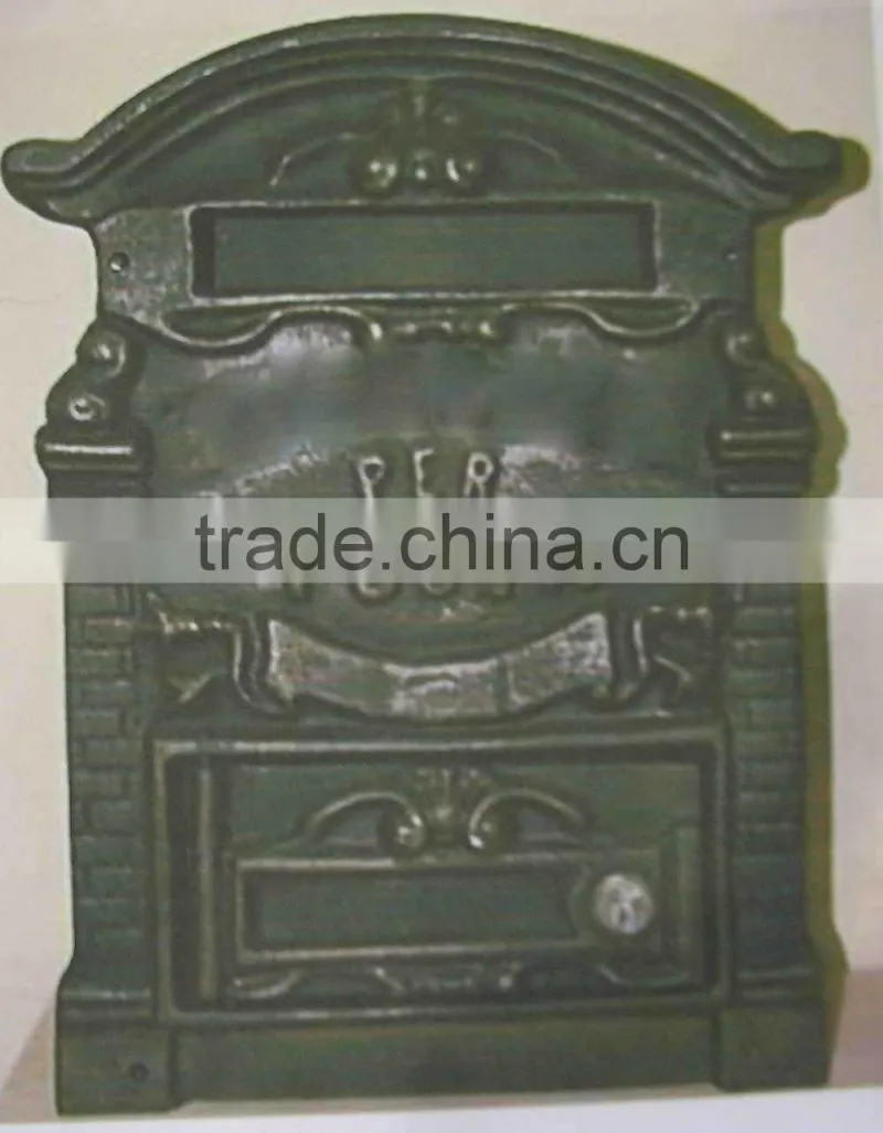 Euro Style cast iron or aluminum post mailbox, cast iron wall mailbox