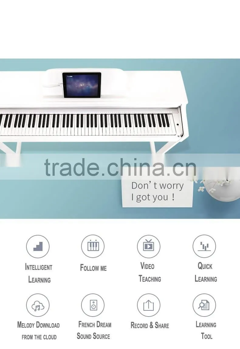 88-Key Graded Hammer Standard (GHS) Digital Piano (white & black) with pedal and bench smart piano
