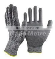 NMSAFETY 18 gauge cut resistant pu gloves anti cut glove hppe liner with black pu glove
