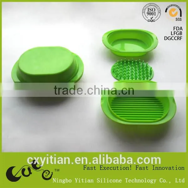 silicone soap box with 3 parts