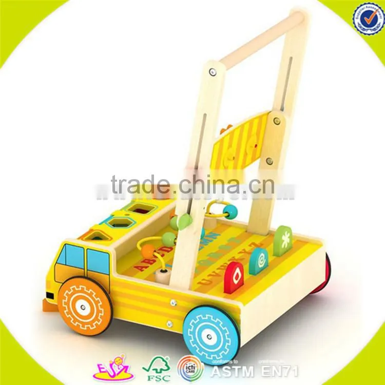 Wholesale children learning walk wooden baby stroller top quality wooden baby stroller W08J002