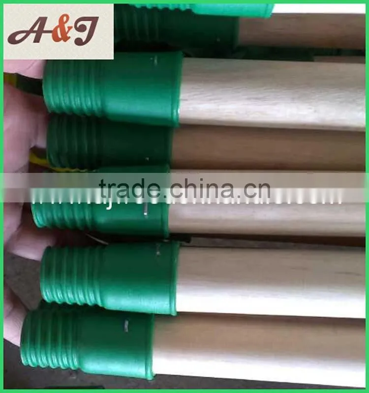 Natural Wooden Mop Handle with Plastic Italian Screw and Long Cap