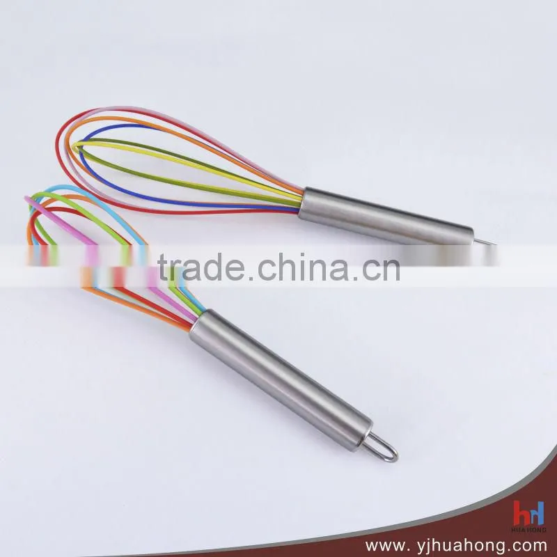 Colorful Food grade silicone coated egg whisk with stainless steel handle (HEW-36B)