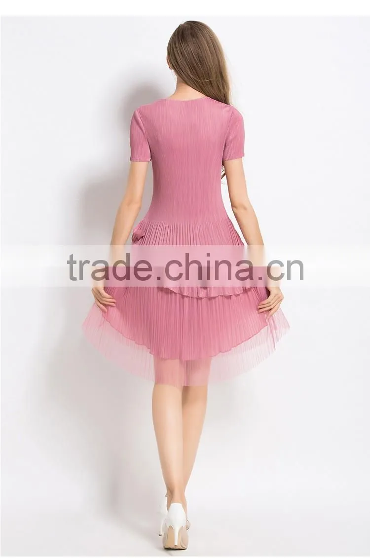 New style crumple shell 3d flower splicing dresses for woman