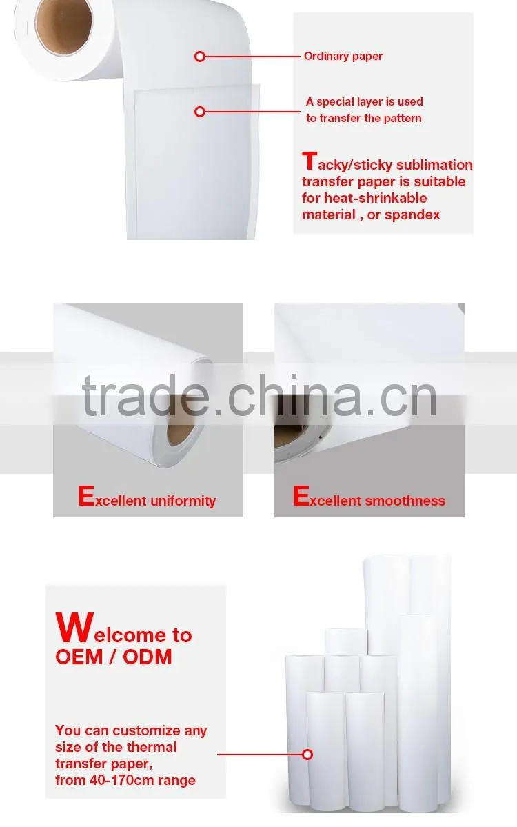 Competitive price heat transfer printing paper cheap sticky sublimation transfer paper for textile