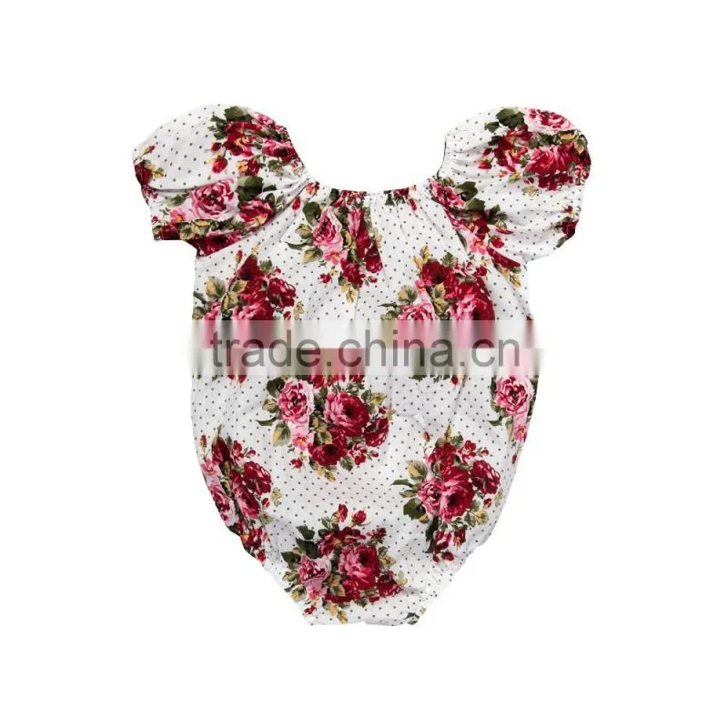 Summer wholesale baby boutique clothing rompers baby girl floral rompers infant and toddler rompers